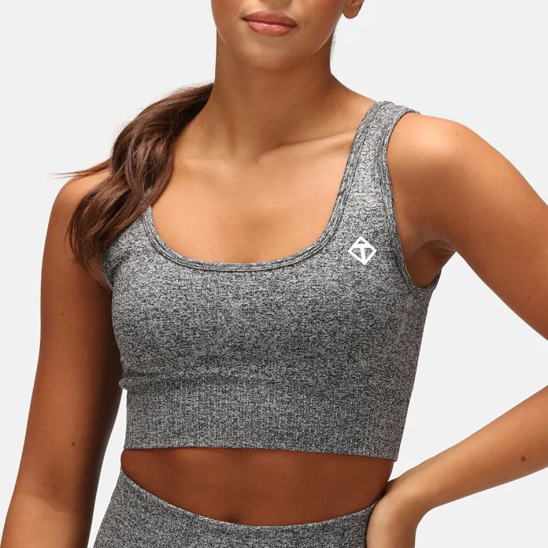Charcoal Ribbed Seamless Bra sold by Tikiboo