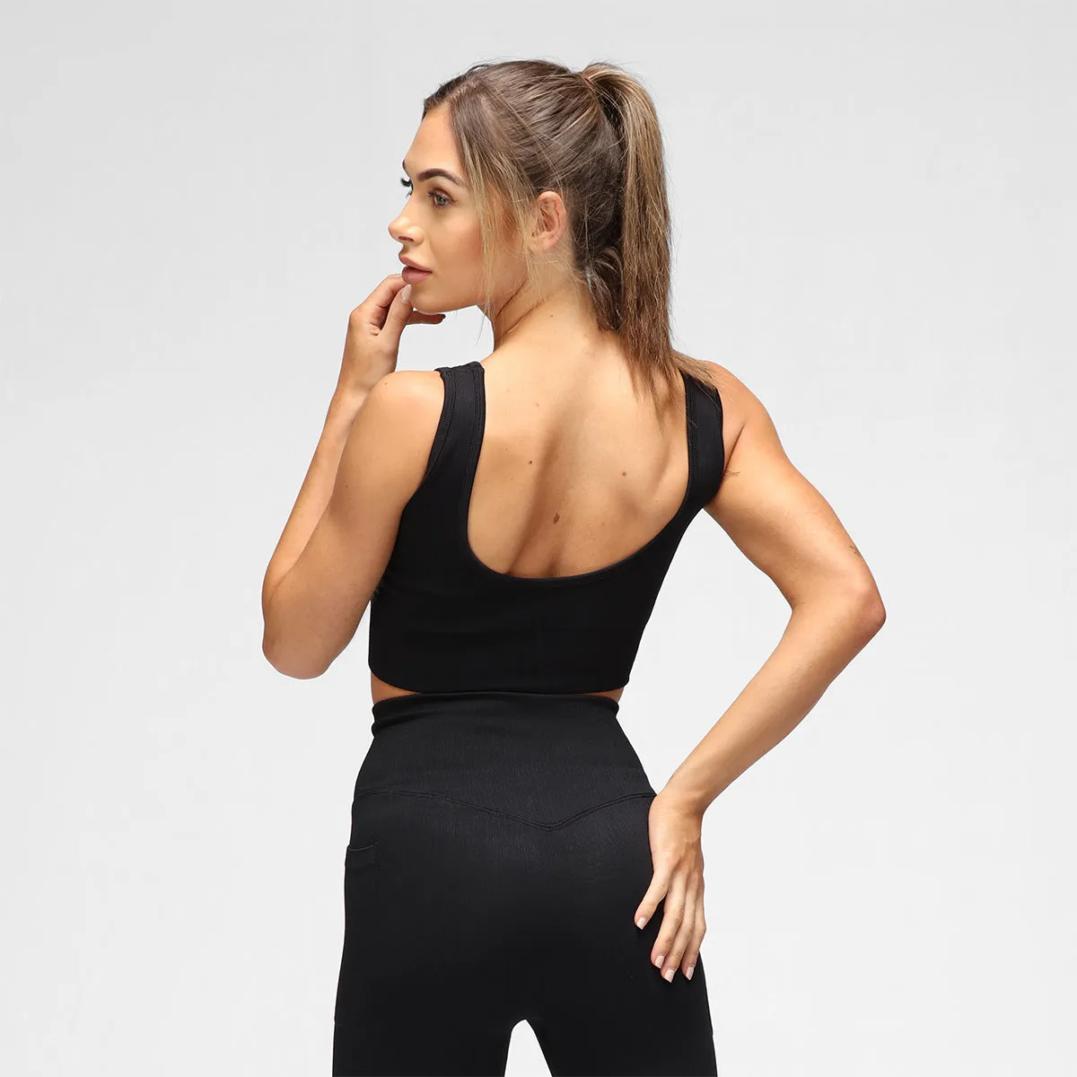 Black Ribbed Seamless Bra sold by Tikiboo product image thumbnail 3