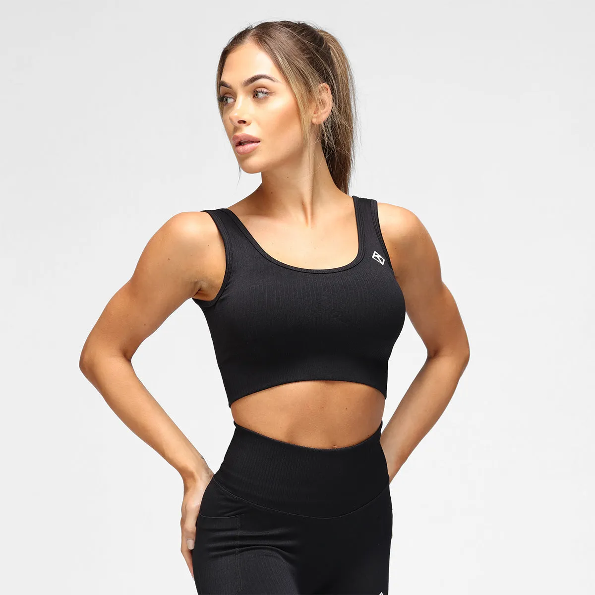 Black Ribbed Seamless Bra sold by Tikiboo product image thumbnail 2