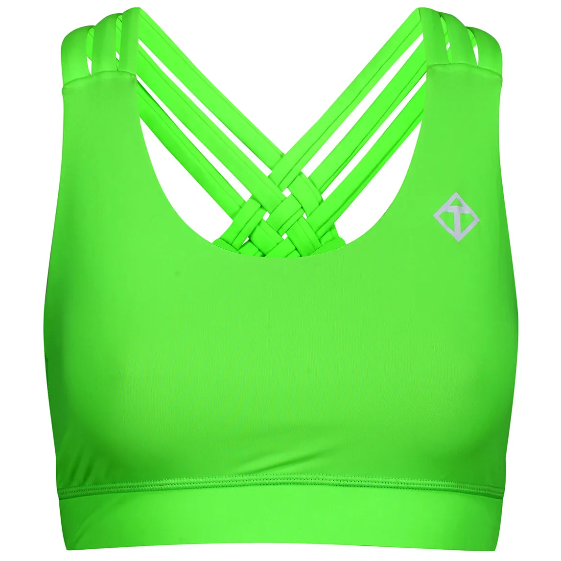 Neon Lime Cross Back Bra sold by Tikiboo