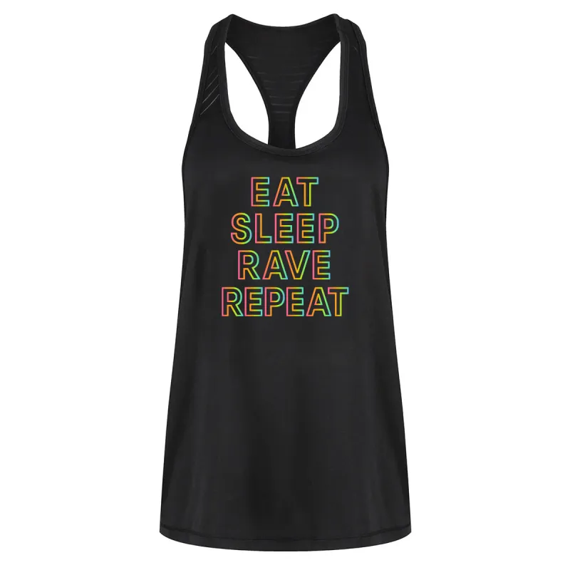 Eat Sleep Rave Repeat Mesh Racerback Vest sold by Tikiboo