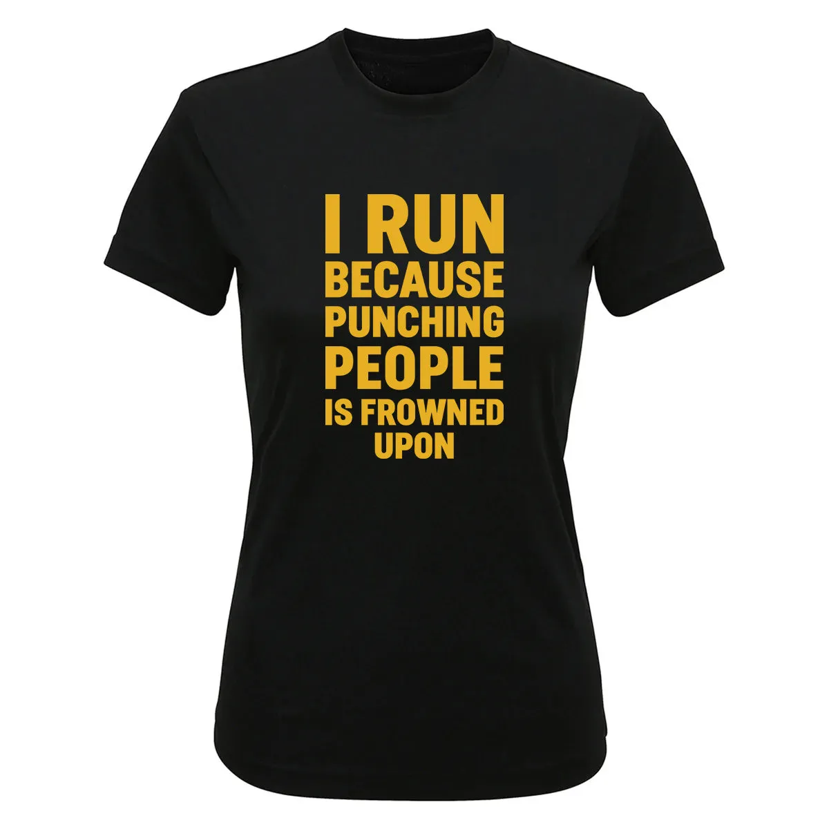 I Run Because Punching People is Frowned Upon Technical T-shirt sold by Tikiboo