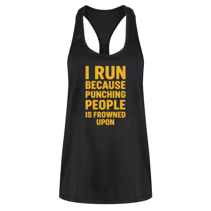 I Run Because Punching People Is Frowned Upon Mesh Racerback Vest sold by Tikiboo