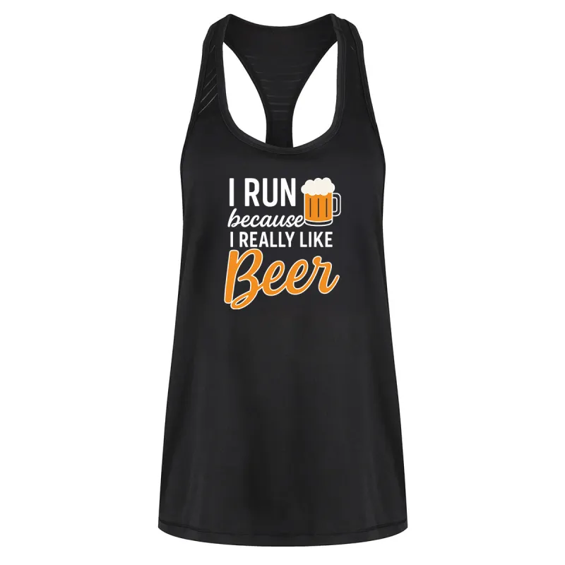 I Run Because I Love Beer Mesh Racerback Vest sold by Tikiboo