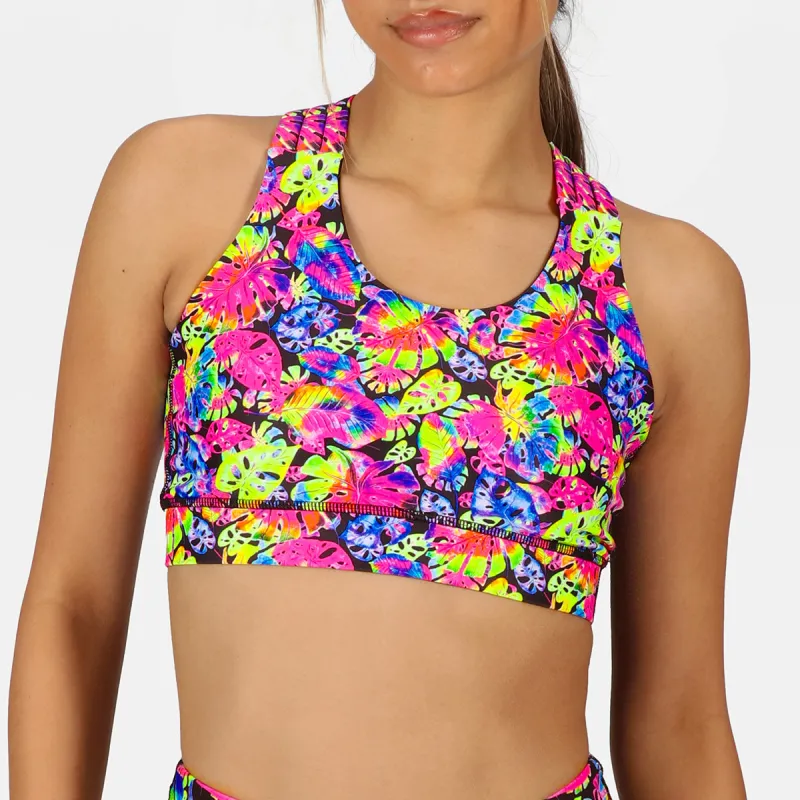 Summer Palm Cross Back Bra sold by Tikiboo