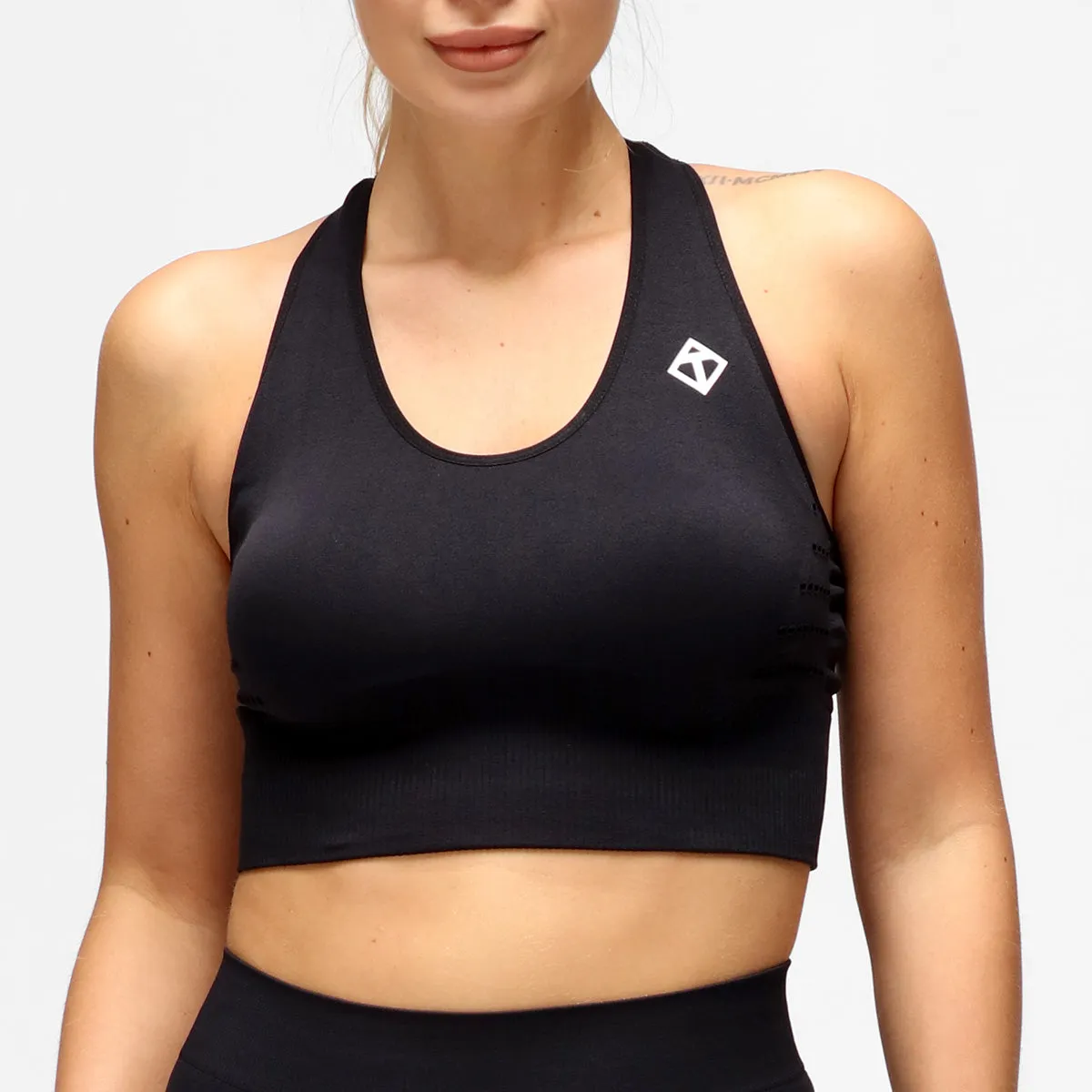 Black Seamless Laser Cut Sports Bra sold by Tikiboo