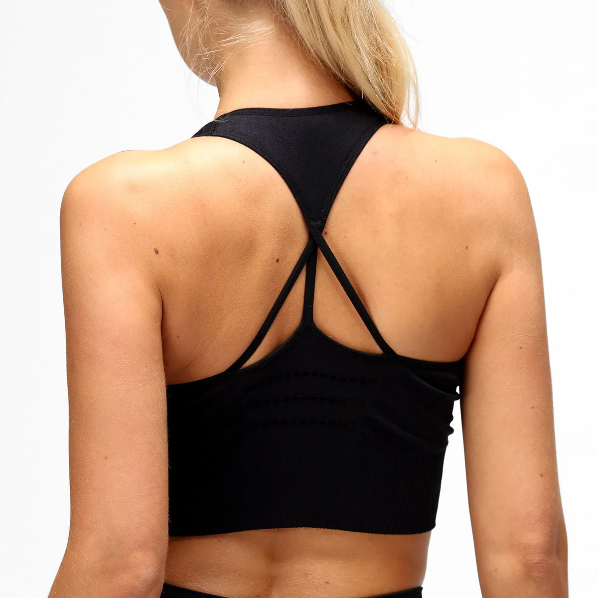 Black Seamless Laser Cut Sports Bra sold by Tikiboo product image thumbnail 2