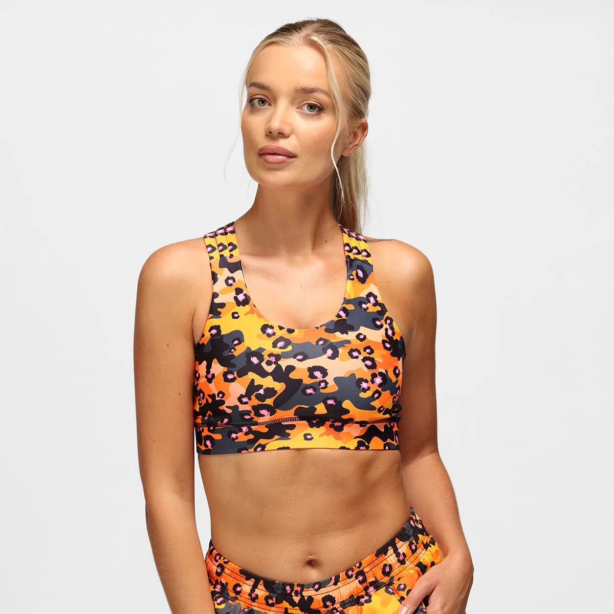 Orange Leopard Camo Cross Back Bra sold by Tikiboo product image thumbnail 3