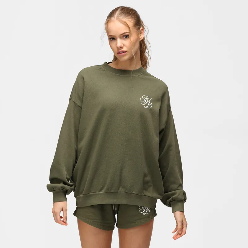 TKB Khaki Terry Oversized Sweatshirt sold by Tikiboo