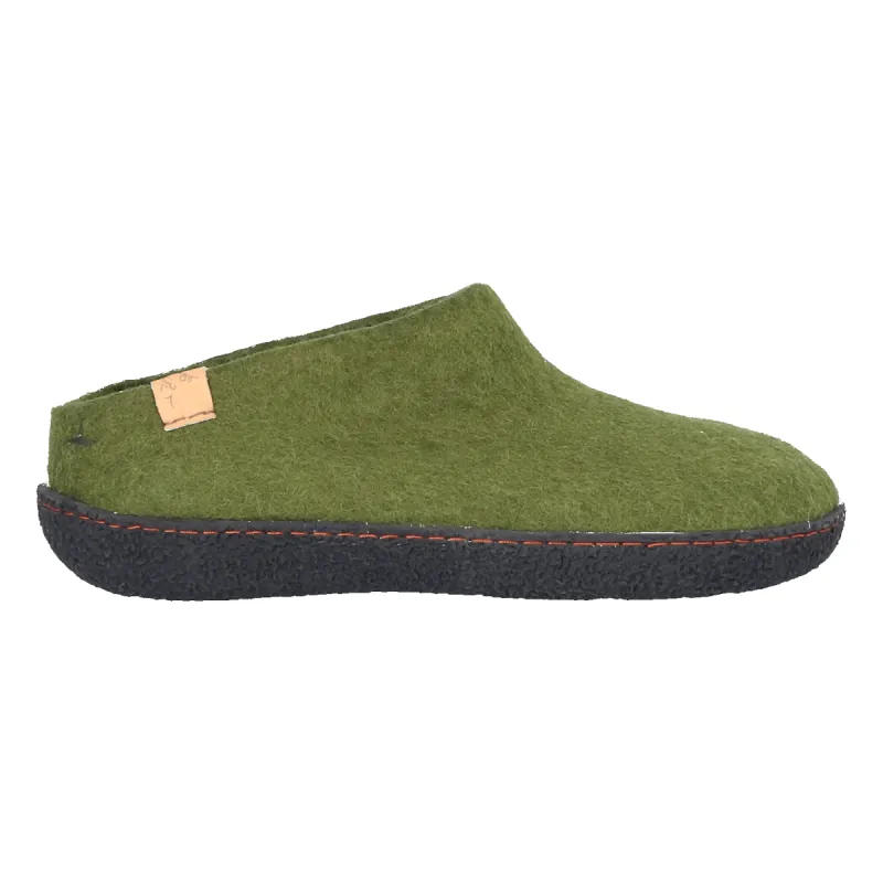 Slipa Wolvilt Instap Pantoffels Olive Green sold by Tofvel