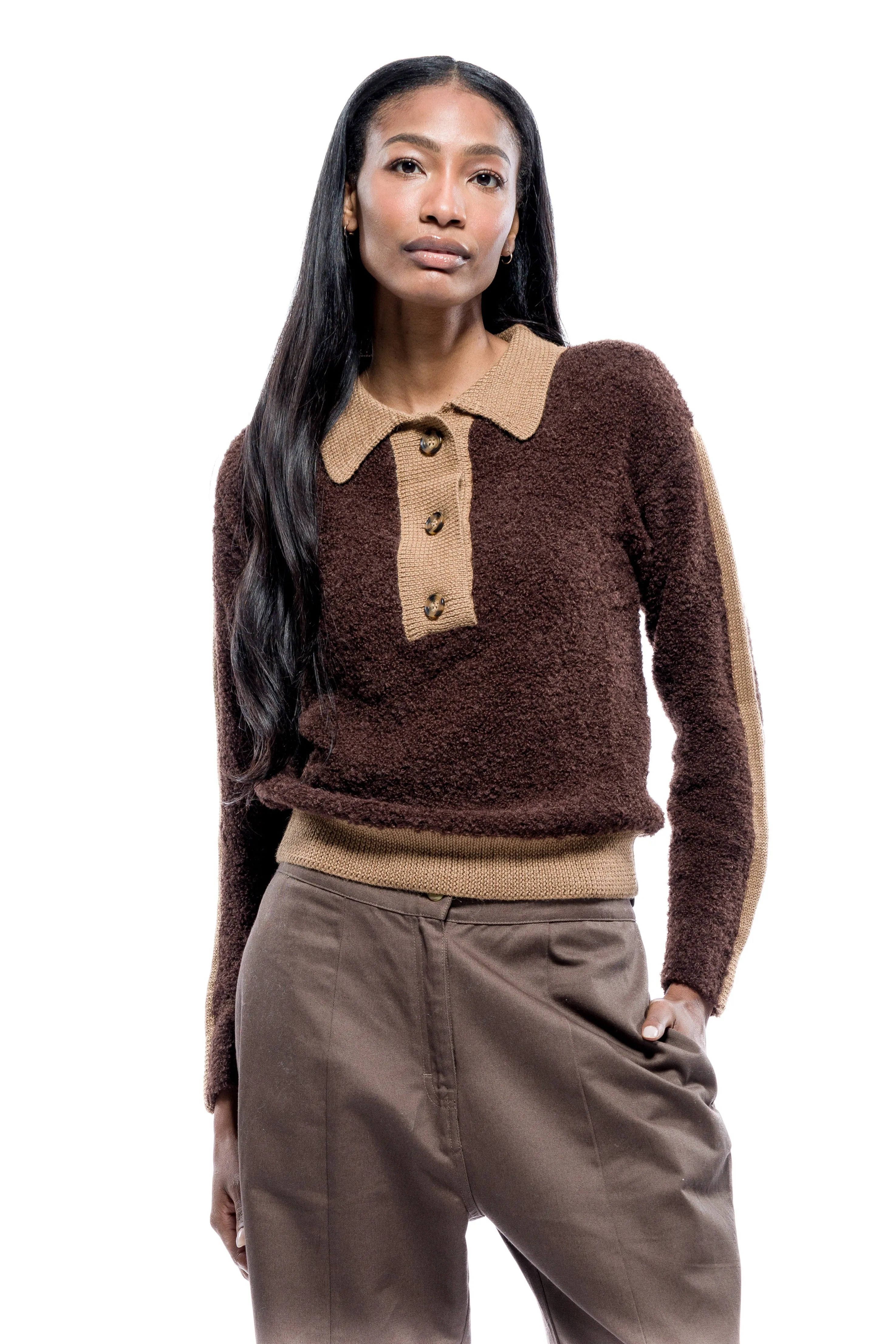 Rhea Polo Sweater sold by Toit Volant