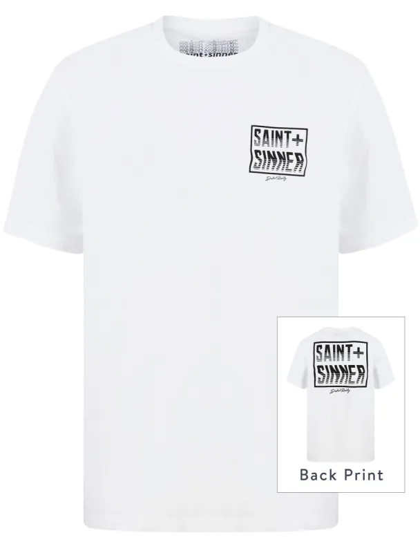 Waved Tee Motif Cotton Jersey T-Shirt in Bright White - Saint + Sinner sold by Tokyo Laundry
