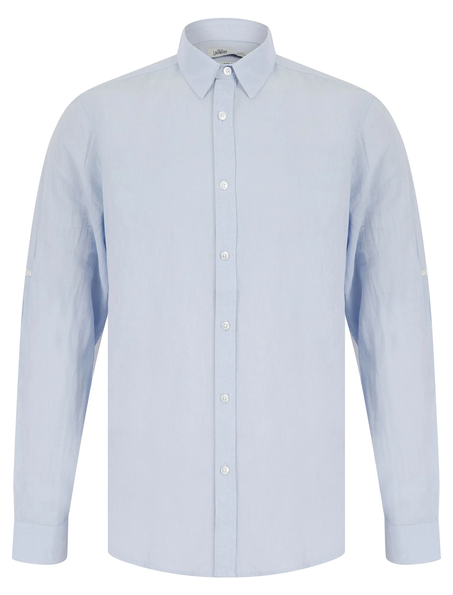 Helios Classic Collar Long Sleeve Cotton Linen Shirt in Soft Blue - Tokyo Laundry sold by Tokyo Laundry