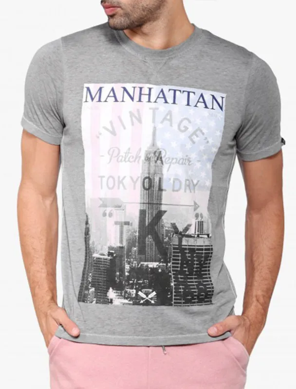 Freeport Motif Burnout T-Shirt In Pewter Grey - Tokyo Laundry sold by Tokyo Laundry