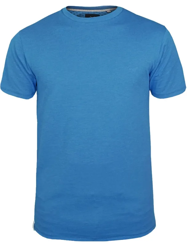 William Basic Crew Neck Cotton T-Shirt in Blue Marl made by Threadbare