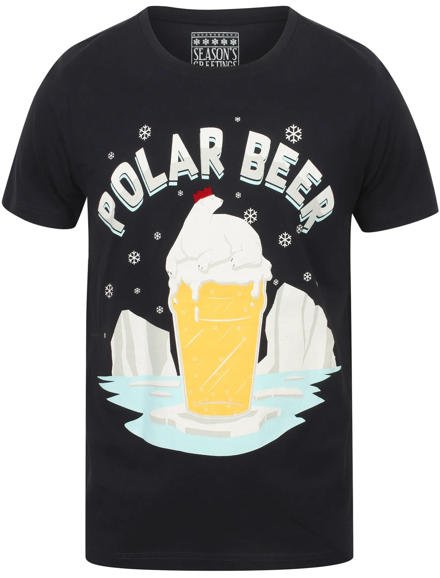 Polar Beer Novelty Cotton Christmas T-Shirt in Dark Navy - Season's Greetings sold by Tokyo Laundry
