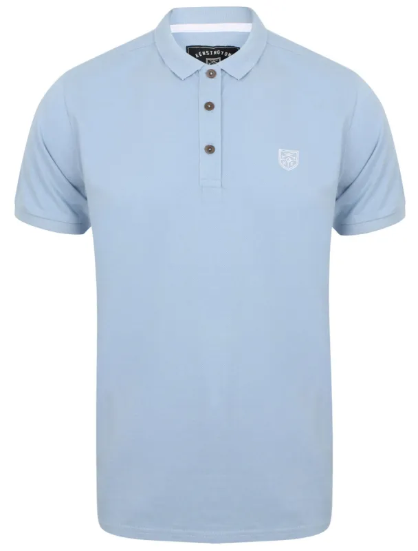 Lewisham Cotton Pique Polo Shirt In Placid Blue - Kensington Eastside sold by Tokyo Laundry