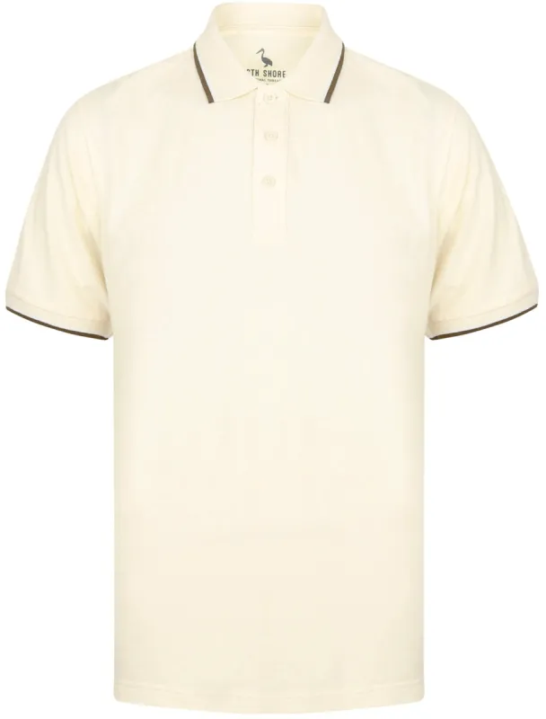 Osten Basic Cotton Pique Polo Shirt With Tipping in Corn Field - South Shore sold by Tokyo Laundry