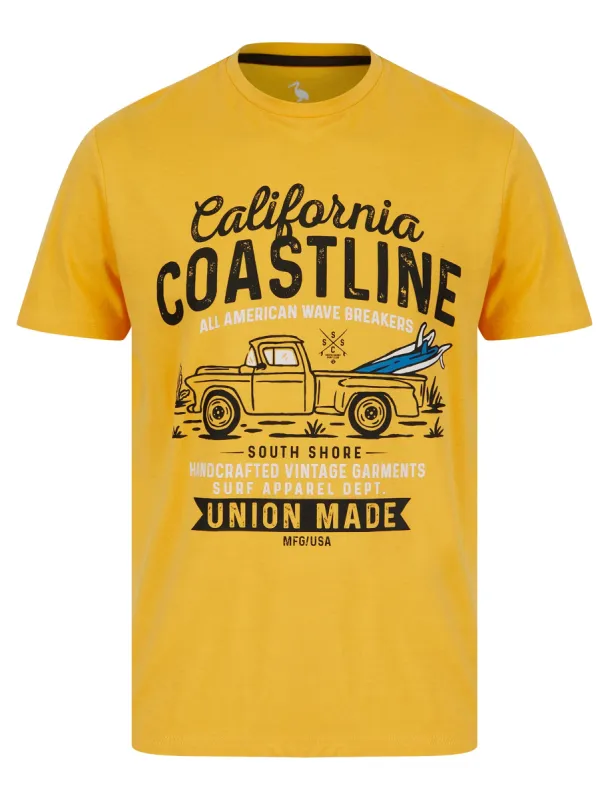 Ballycastle Motif Cotton Jersey T-Shirt in Golden Cream - South Shore sold by Tokyo Laundry