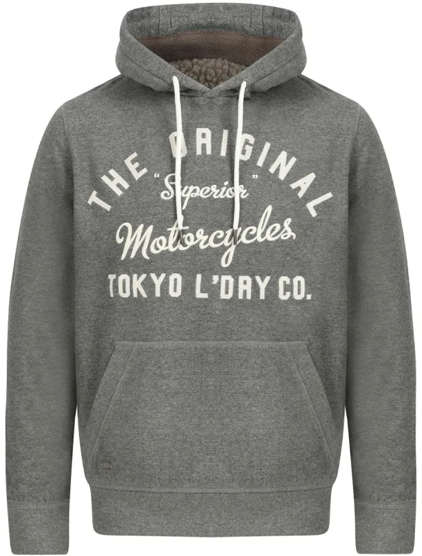 Logan Fleece Pullover Hoodie with Borg Lined Hood in Mid Grey Marl - Tokyo Laundry sold by Tokyo Laundry