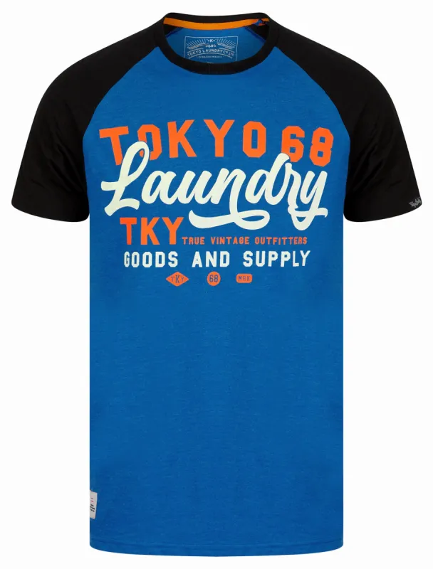 Catalyst Baseball Style Raglan Sleeve Crew Neck T-Shirt in Mid Blue Marl - Tokyo Laundry sold by Tokyo Laundry