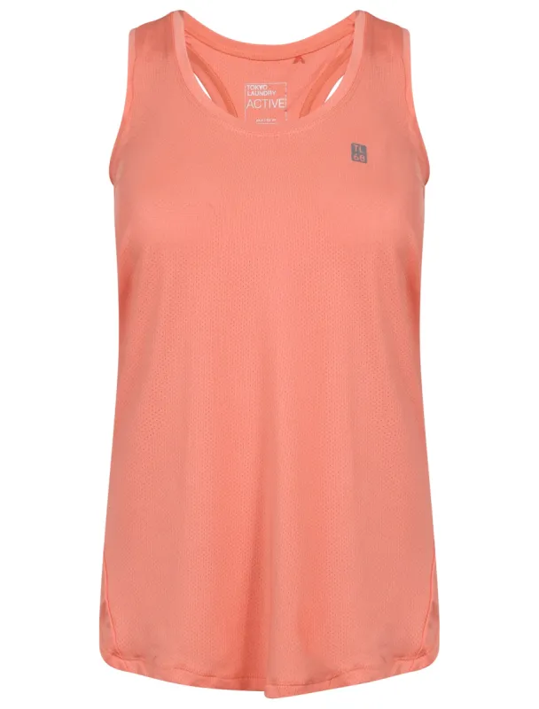 Mancuso Perforated Racer Back Vest Top in Fusion Coral - Tokyo Laundry Active sold by Tokyo Laundry