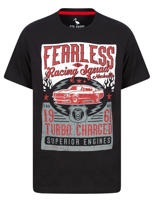 Fearless Motif Cotton Jersey T-Shirt in Jet Black - South Shore sold by Tokyo Laundry