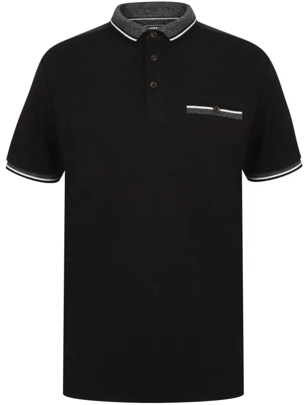 Marybank 2 Cotton Polo Shirt with Tipping In Jet Black - Kensington Eastside sold by Tokyo Laundry