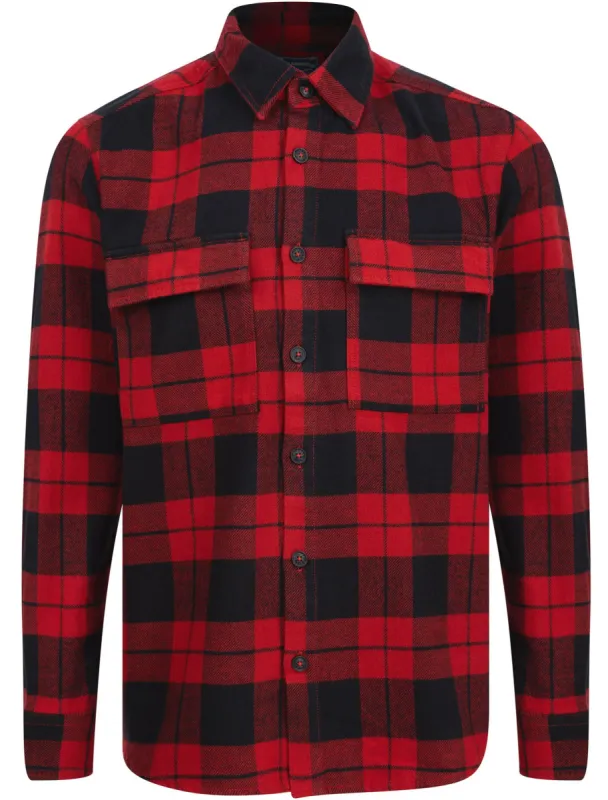 Dunham Heavy Cotton Twill Checked Over Shirt In Chilli Pepper Check - Tokyo Laundry sold by Tokyo Laundry