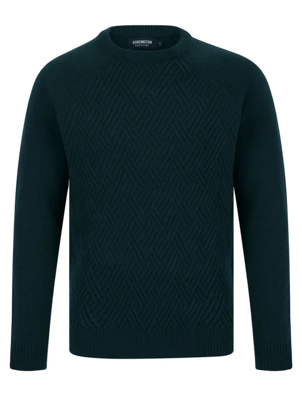 Sudeikis Diamond Texture Wool Blend Knitted Jumper in Emerald Green - Kensington Eastside sold by Tokyo Laundry