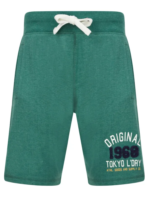 OG Tokyo Motif Brushback Fleece Jogger Shorts in Spruce Green Marl - Tokyo Laundry sold by Tokyo Laundry