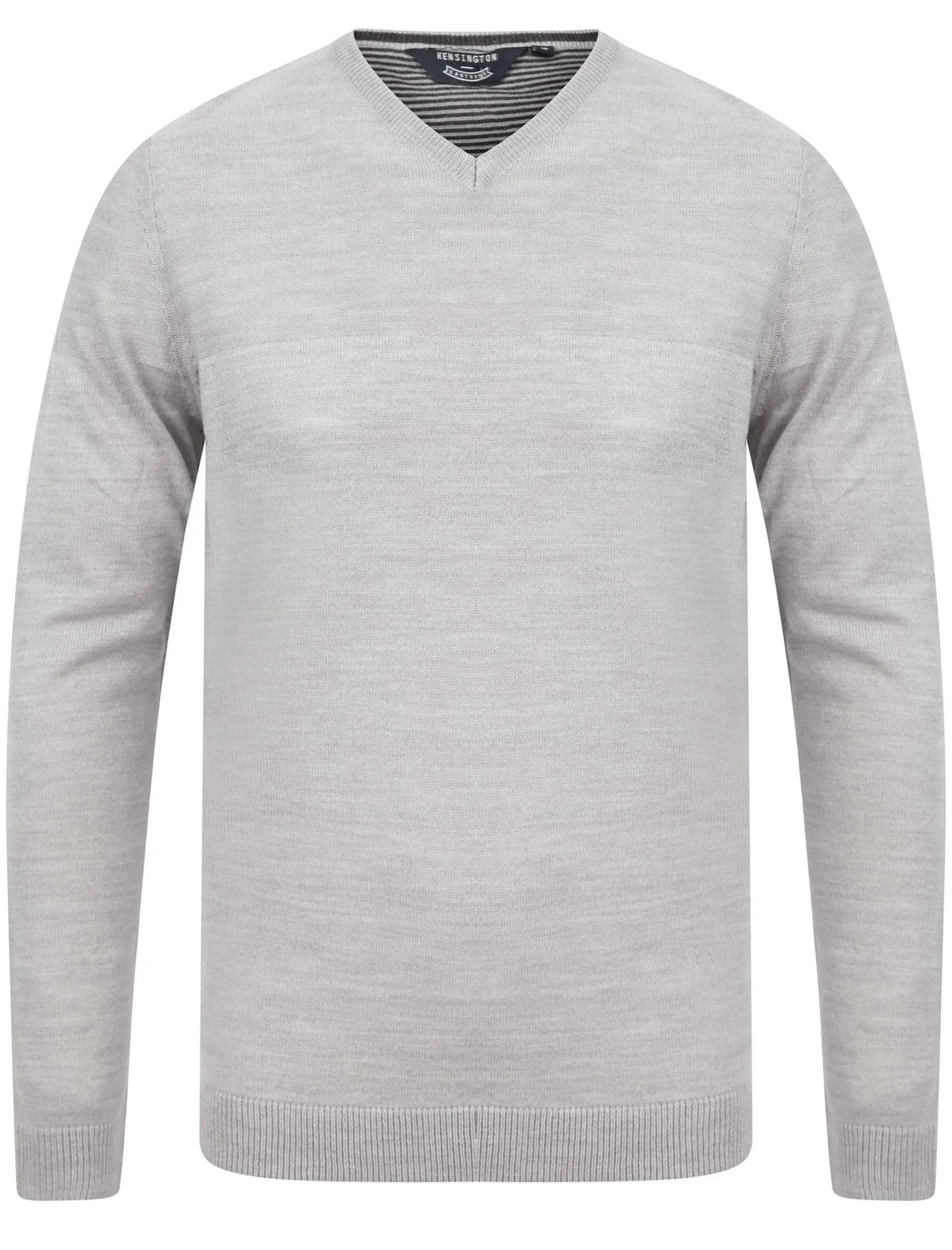 Bolington Basic V Neck Knitted Jumper in Light Grey Marl - Kensington Eastside sold by Tokyo Laundry