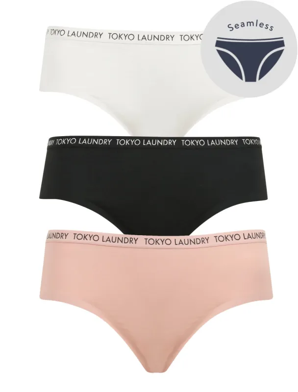 Alvia (3 Pack) No VPL Seam Free Assorted Briefs In Snow White / Jet Black / Silver Pink - Tokyo Laundry sold by Tokyo Laundry