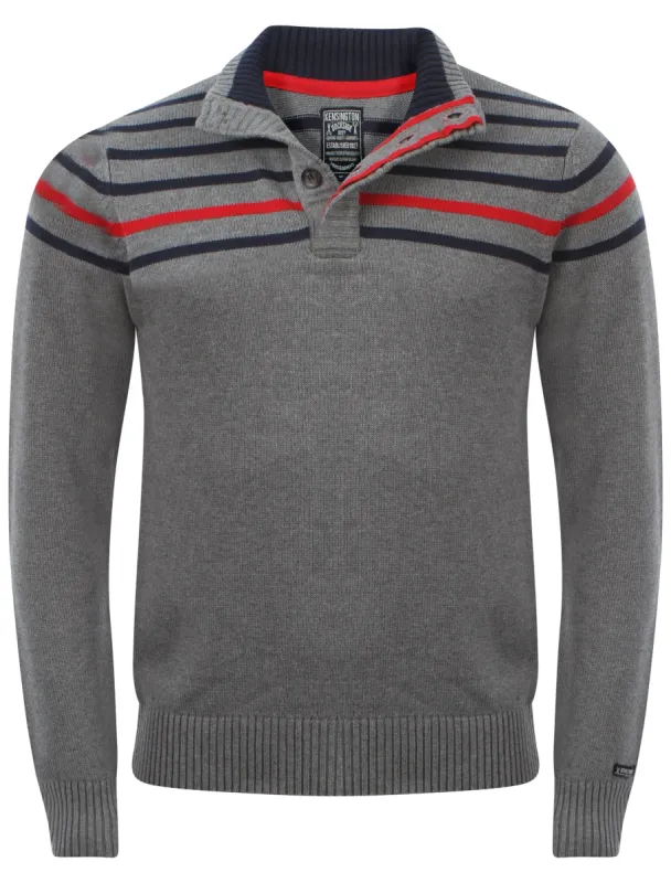 Boysie Funnel Neck Cotton Knitted Top in Mid Grey Marl - Kensington Dockside sold by Tokyo Laundry