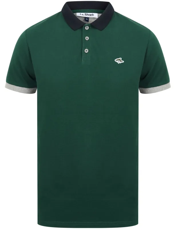 Mossop Cotton Pique Polo Shirt with Contrast Trims In Rain Forest Green - Le Shark made by Tokyo Laundry