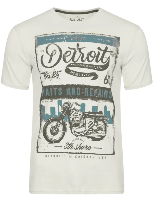 Marty Detroit Motorbike Print T-Shirt in Ivory - South Shore sold by Tokyo Laundry
