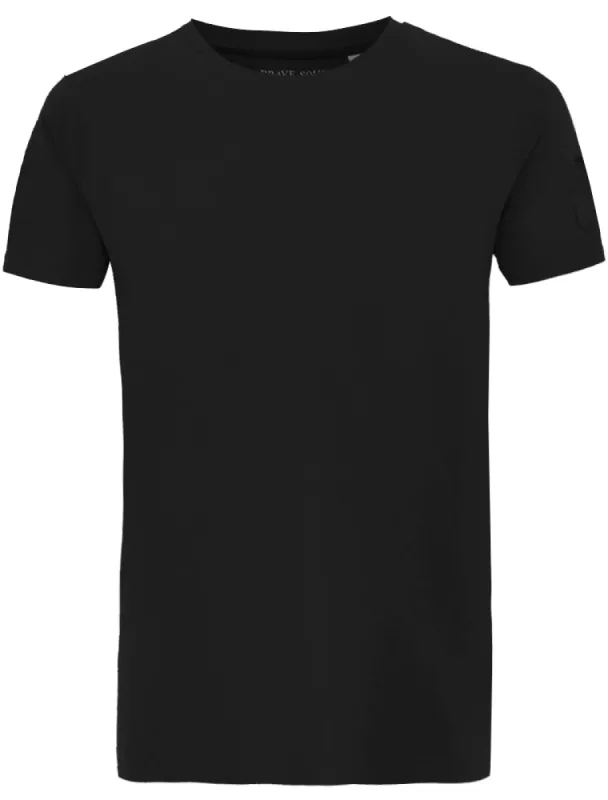 Shaun Crew Neck T-Shirt with Zip Sleeve Pocket In Black sold by Tokyo Laundry