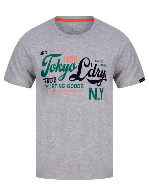 Michel Motif Cotton Jersey T-Shirt in Light Grey Marl - Tokyo Laundry sold by Tokyo Laundry