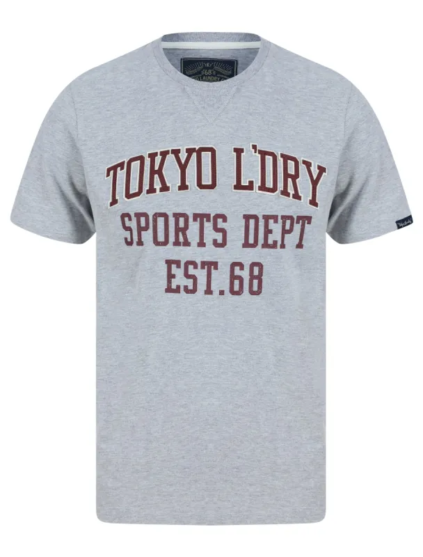 Sports Dept Applique Motif Cotton Jersey T-Shirt in Light Grey Marl - Tokyo Laundry sold by Tokyo Laundry