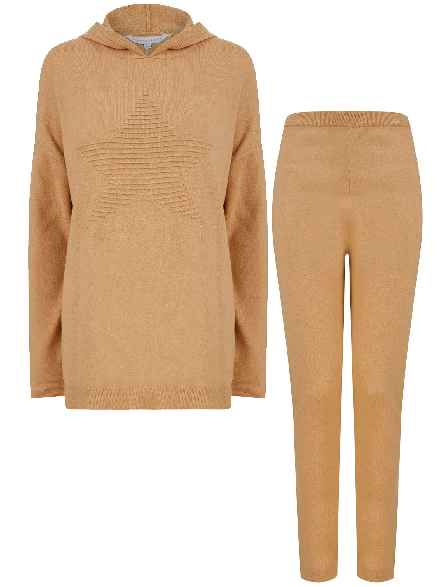 Fonteyn Star Motif 2pc Jersey Knit Matching Hoody & Pants Lounge Co-ord Set in Nougat Nut - Amara Reya sold by Tokyo Laundry