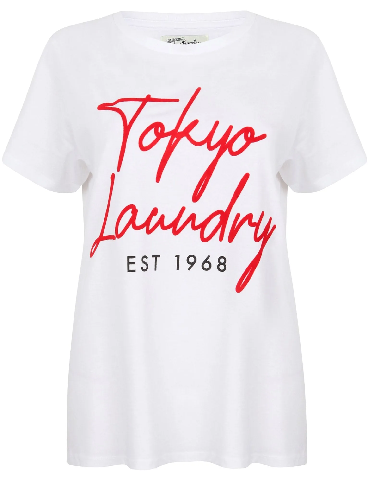 Mackie Cotton Jersey T-Shirt with Flocked Motif In Optic White - Tokyo Laundry sold by Tokyo Laundry product image thumbnail 3