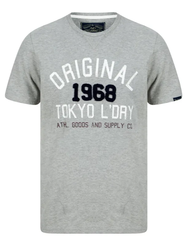 OG Tokyo Motif Cotton T-Shirt in Mid Grey Marl - Tokyo Laundry sold by Tokyo Laundry