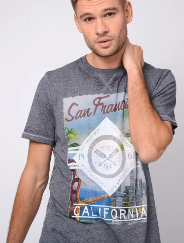 Baywood Motif Burnout T-Shirt In Slate - Tokyo Laundry sold by Tokyo Laundry