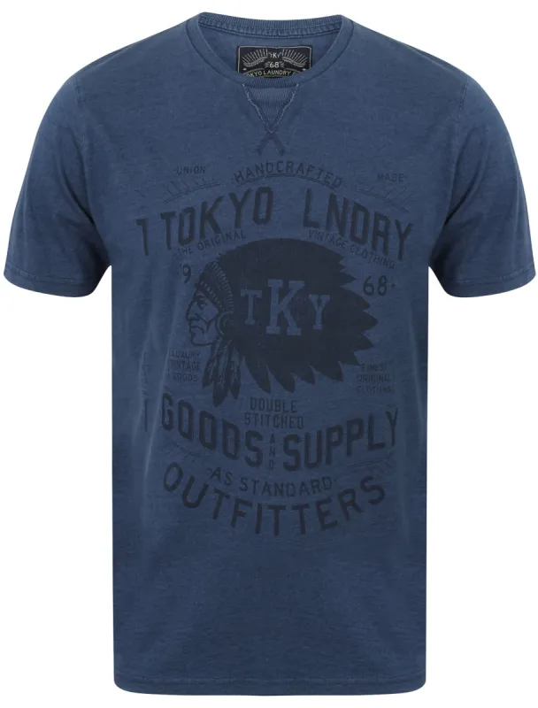 Indigo Sioux Motif Print T-Shirt In Light Indigo - Tokyo Laundry sold by Tokyo Laundry