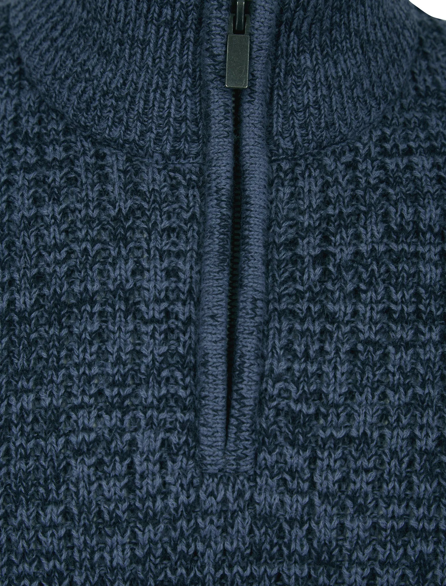Merson Quarter Zip Funnel Neck Wool Blend Knitted Jumper in Denim Twist - Tokyo Laundry sold by Tokyo Laundry product image thumbnail 3