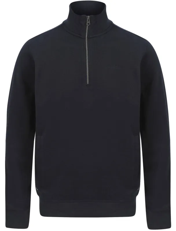 Timber Cotton Blend Half Zip Funnel Neck Pullover Sweat In Sky Captain Navy - Tokyo Laundry sold by Tokyo Laundry