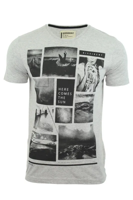 Here Comes Graphic Motif Cotton Jersey T-Shirt in Light Grey Marl - Dissident sold by Tokyo Laundry
