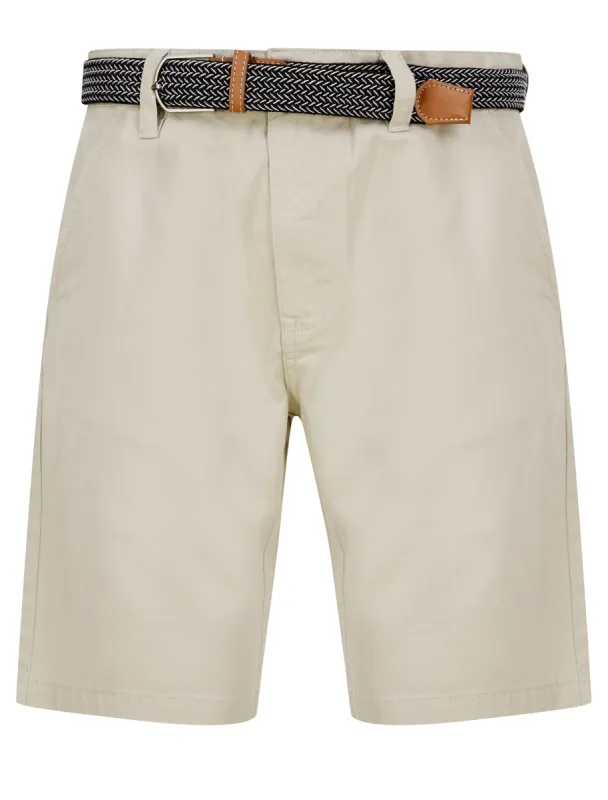Cortez Cotton Twill Chino Shorts with Woven Belt in Moonstruck - Kensington Eastside sold by Tokyo Laundry