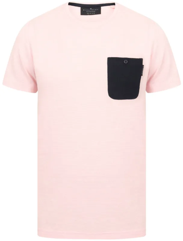 Bax Textured Cotton Slub T-Shirt with Contrast Chest Pocket In Blushing Pink - Dissident sold by Tokyo Laundry
