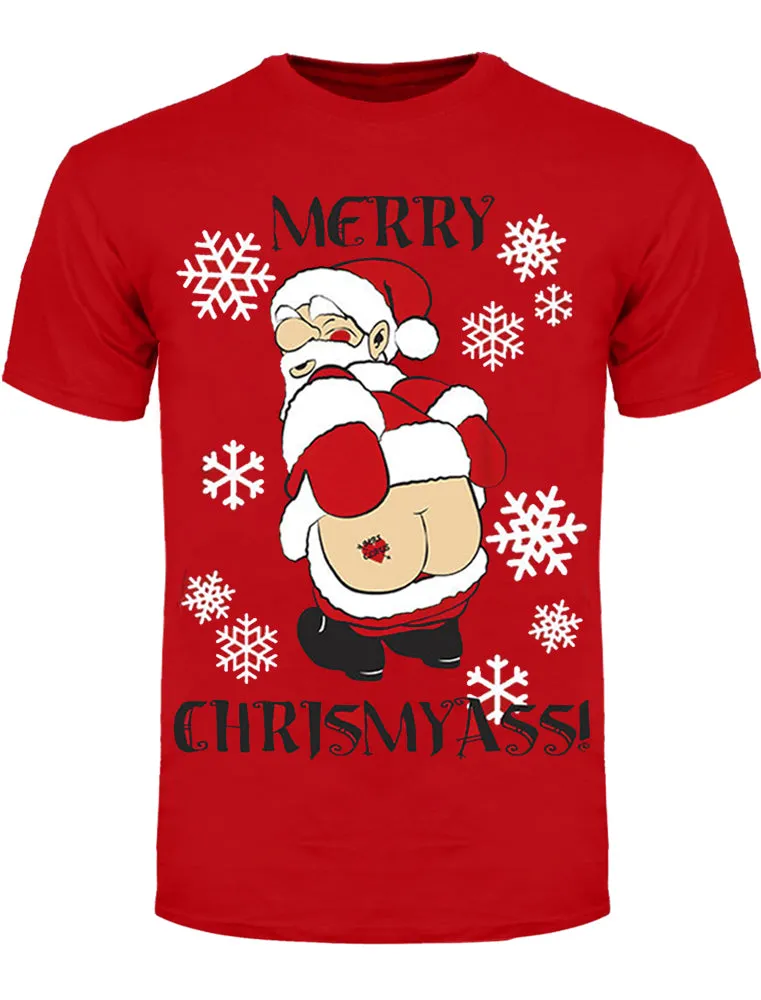 Merry Santa Motif Novelty Christmas T-Shirt in Red sold by Tokyo Laundry